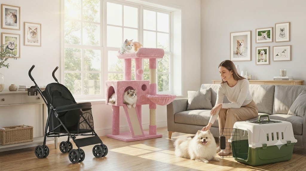 How to choose a pet stroller - buying guide with 4-wheel foldable pet stroller