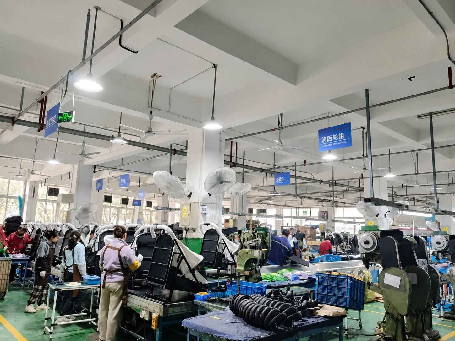 Pet stroller assembly line in factory