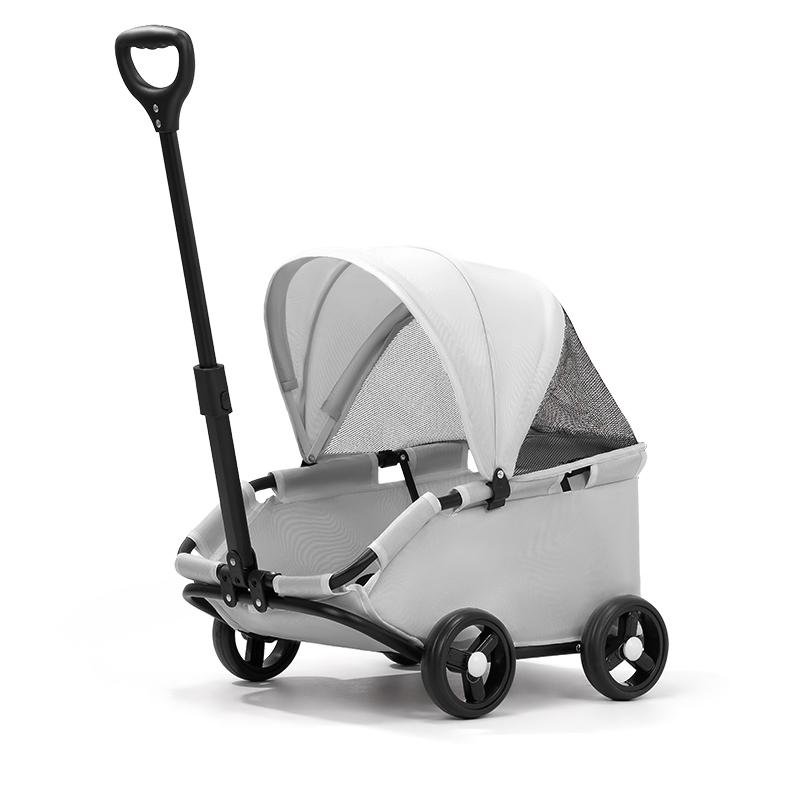 4 wheel dog stroller in grey color for small dogs and cats