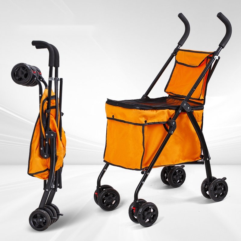 Orange pet stroller for small dogs - foldable wholesale supplier